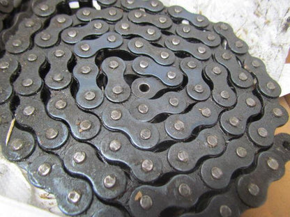 Acme&REX 12B-2 Roller chain double strand riveted lot of 2 appx.32"&64" long