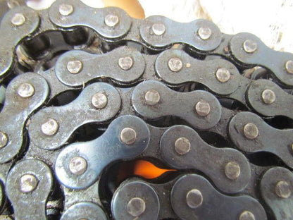 Acme&REX 12B-2 Roller chain double strand riveted lot of 2 appx.32"&64" long