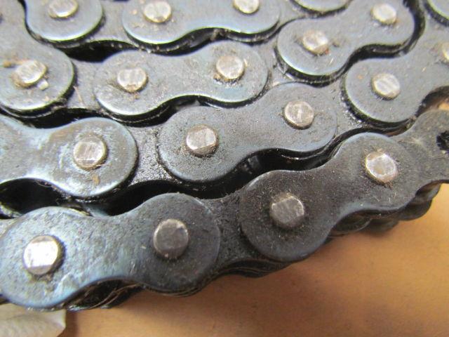 Acme&REX 12B-2 Roller chain double strand riveted lot of 2 appx.32"&64" long