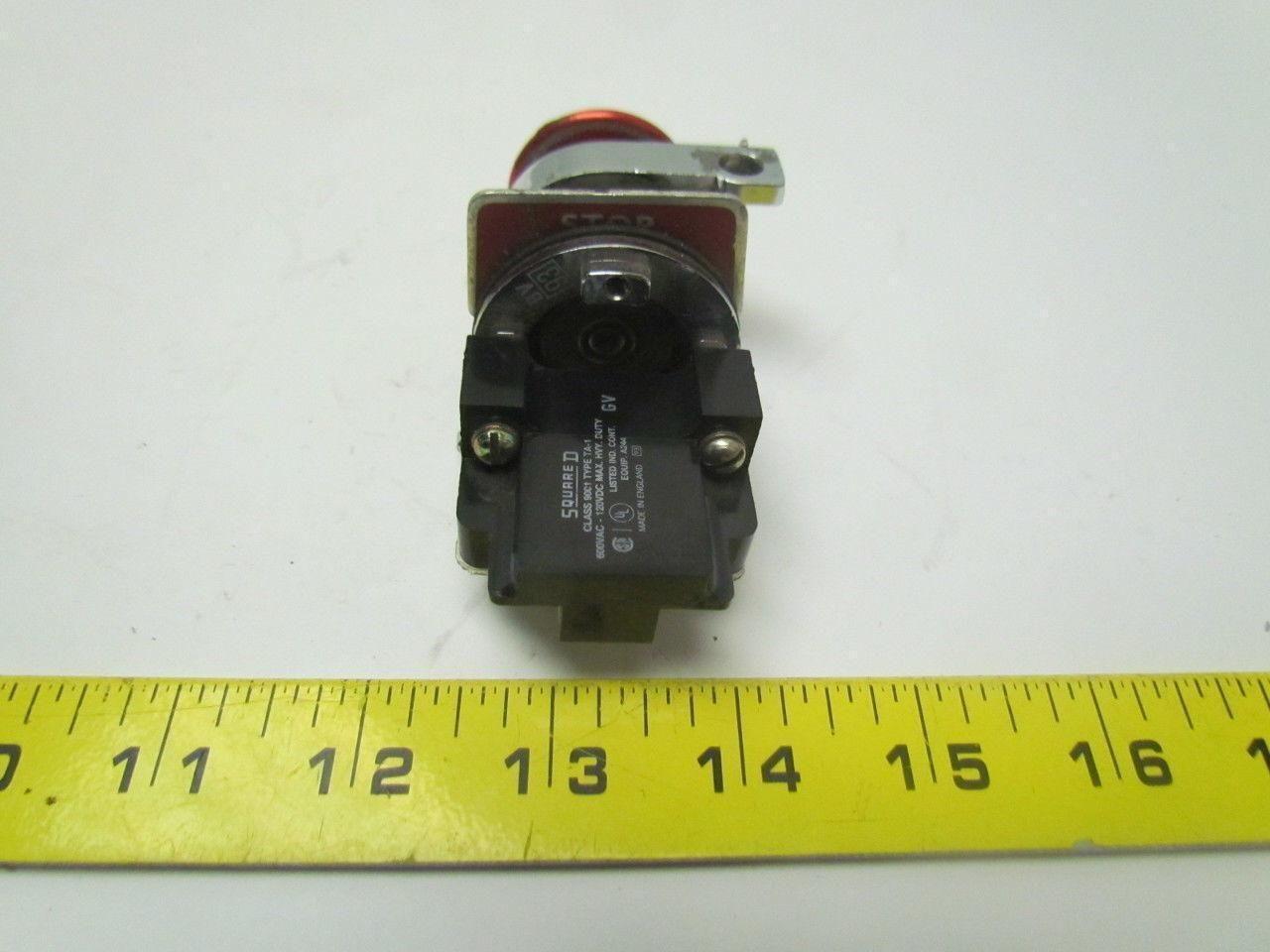 Square D Class 9001 type T metal mushroom head operator pushbutton 30mm