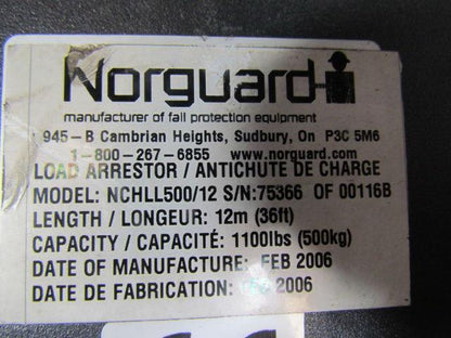 Norguard NCHLL500/12 Load arrestor 1100 Lb cap. 36 Ft. Cable length arrester