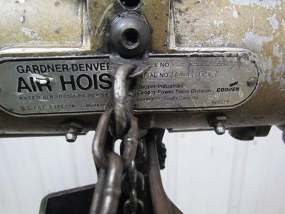 Gardner Denver Cooper 300LB Air Pneumatic Chain Hoist 14'6"Lift Axial Piston