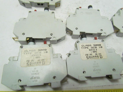 Square D GCB 10 Ser.B Thermal magnetic circuit breaker 1A 250VAC 65VDC Lot of 8
