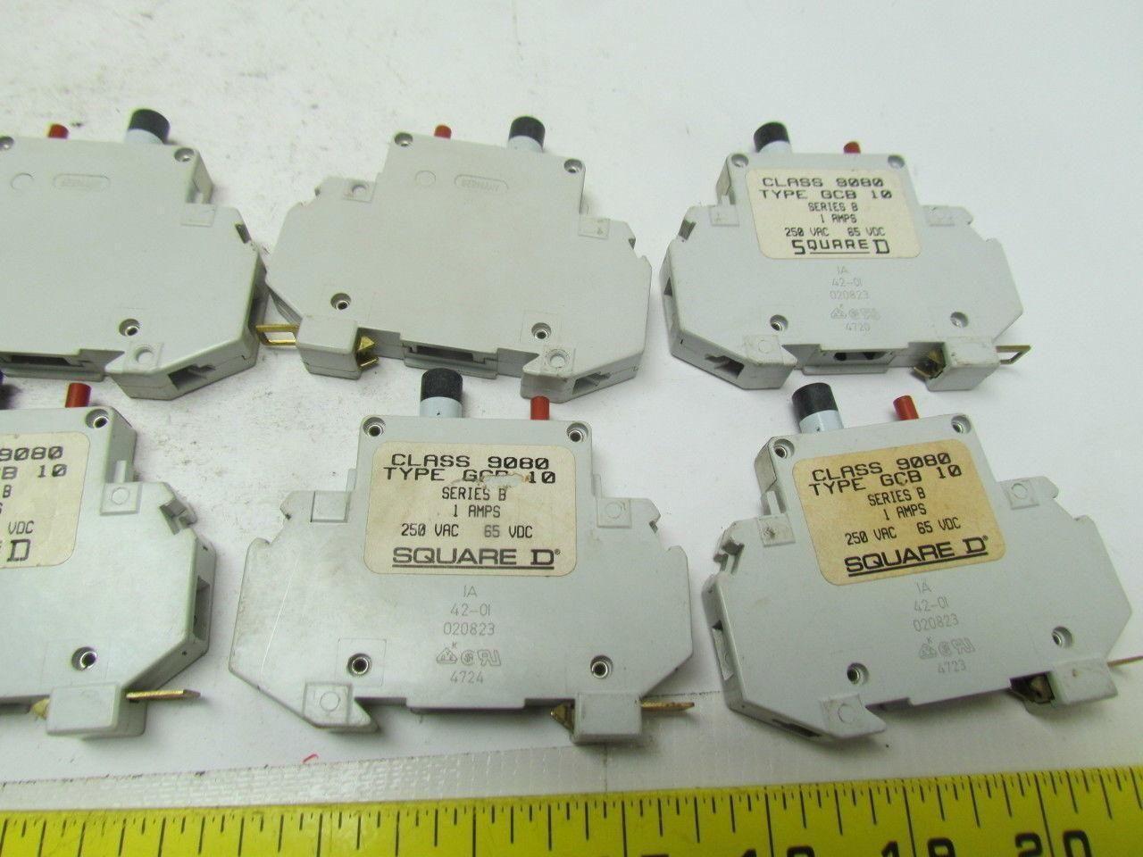 Square D GCB 10 Ser.B Thermal magnetic circuit breaker 1A 250VAC 65VDC Lot of 8