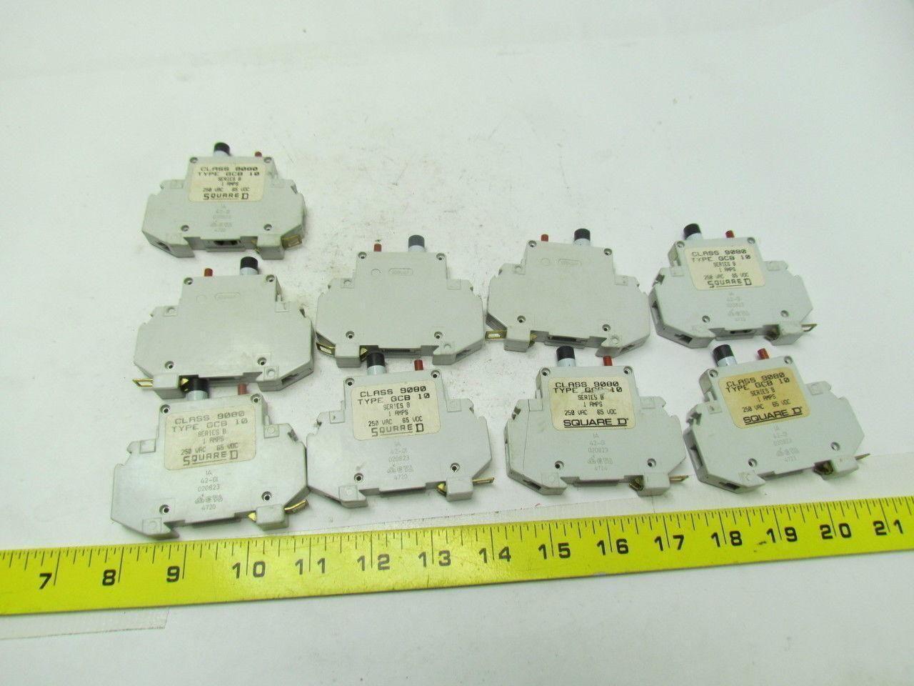Square D GCB 10 Ser.B Thermal magnetic circuit breaker 1A 250VAC 65VDC Lot of 8