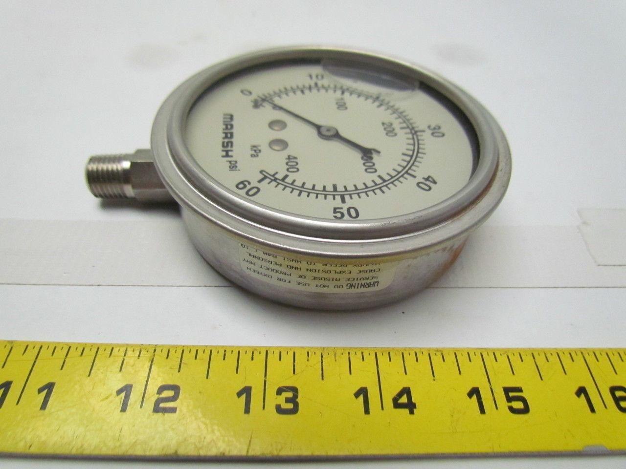 Marsh X32632P 100MM severe service filled 60PSI 400kPa NIB 1/4NPT gauge