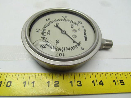 Marsh X32632P 100MM severe service filled 60PSI 400kPa NIB 1/4NPT gauge