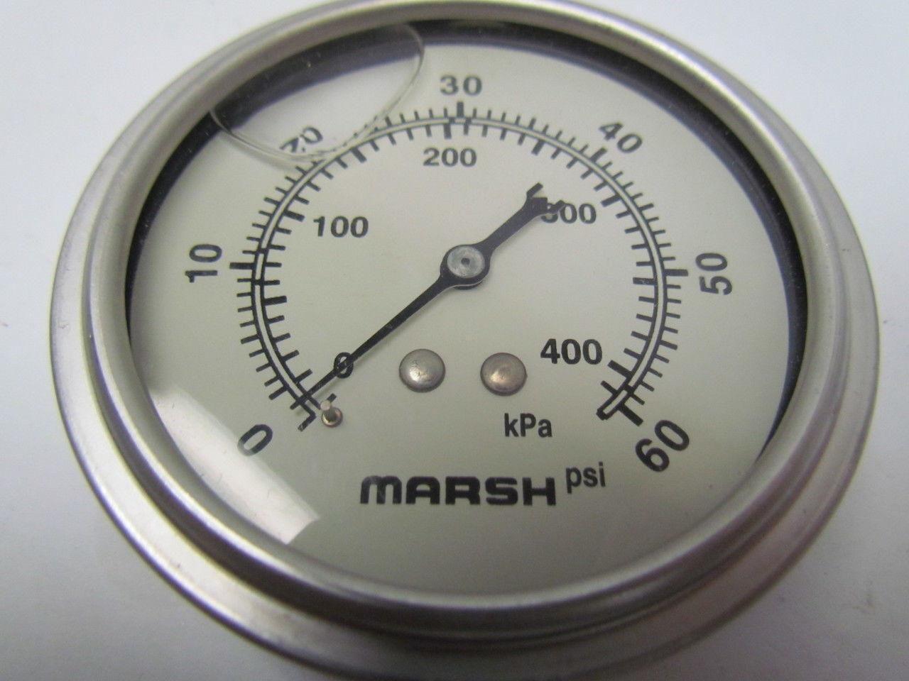 Marsh X32632P 100MM severe service filled 60PSI 400kPa NIB 1/4NPT gauge