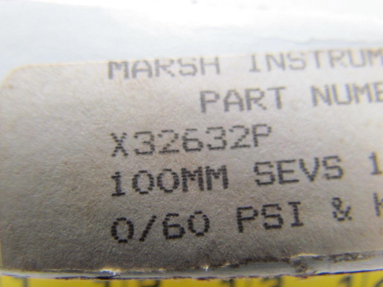 Marsh X32632P 100MM severe service filled 60PSI 400kPa NIB 1/4NPT gauge