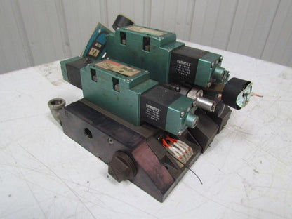 Numatics 123SA400R manifold block assembly w/3 solenoid valves & regulator