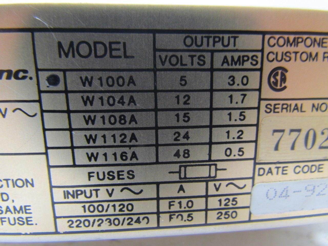Deltron W100A Open frame power supply output 5V 3A input 100,120,220,230,240V