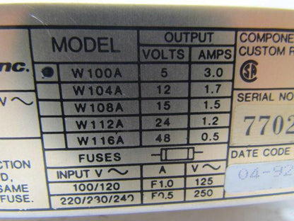 Deltron W100A Open frame power supply output 5V 3A input 100,120,220,230,240V