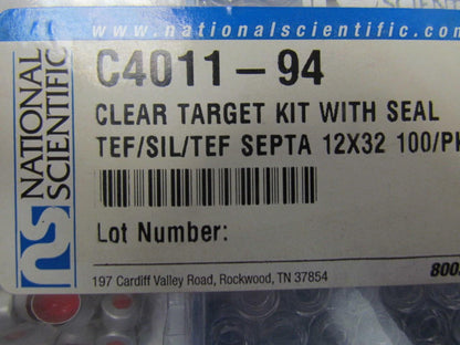 National C4011-94 Clear target kit w/seals tEF/SIL/TEF Septa 12x32 100/pk