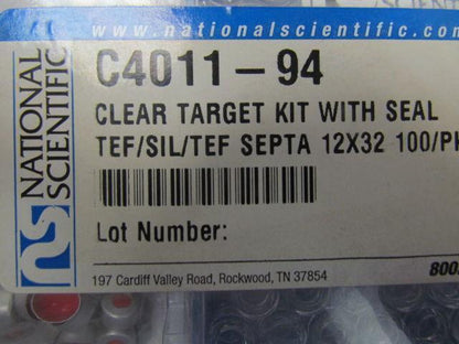 National C4011-94 Clear target kit w/seals tEF/SIL/TEF Septa 12x32 100/pk