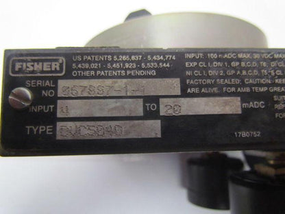Fisher controls DVC5040 Fieldvue positioner valve for part or repair