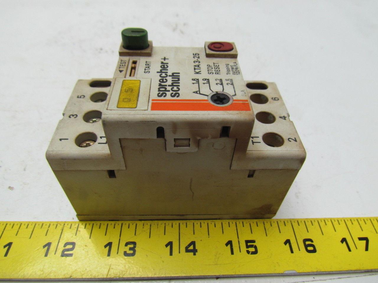 Sprecher & Schuh KTA3-25 Manual Motor Starter1.6-2.5A Tripp 3 pole