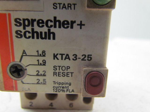 Sprecher & Schuh KTA3-25 Manual Motor Starter1.6-2.5A Tripp 3 pole