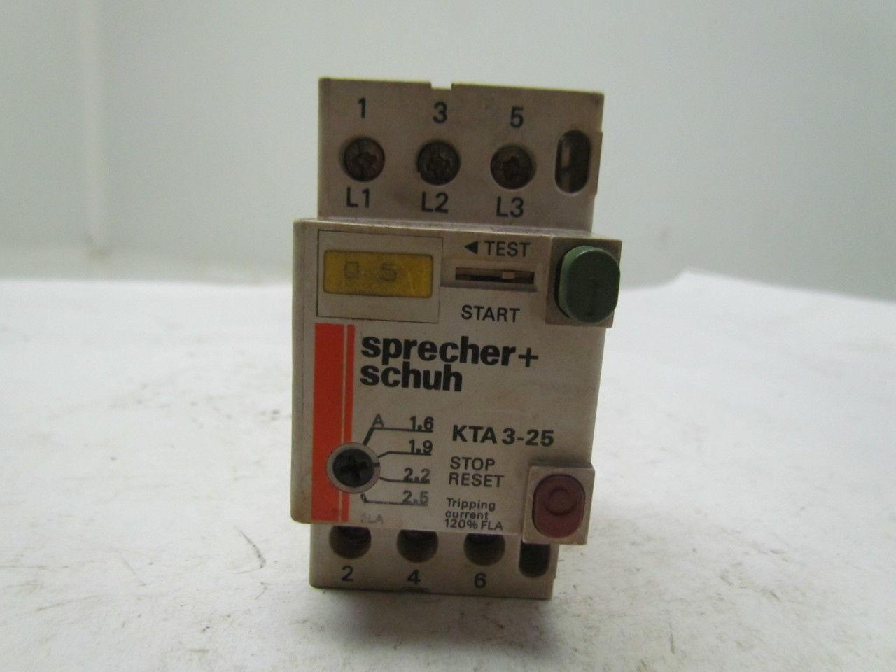 Sprecher & Schuh KTA3-25 Manual Motor Starter1.6-2.5A Tripp 3 pole