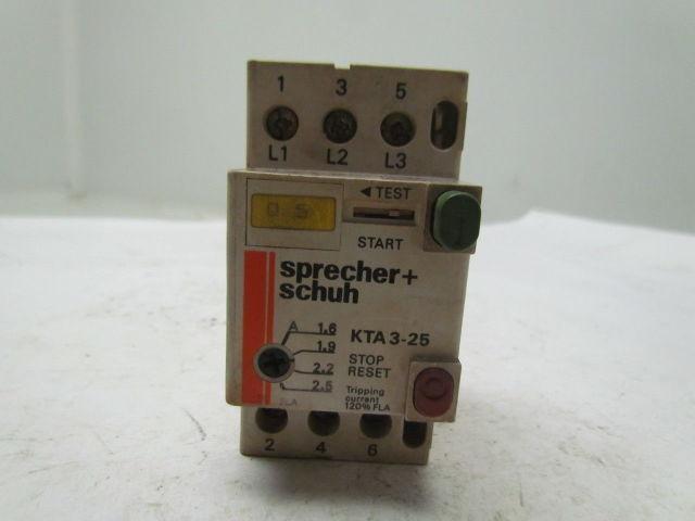 Sprecher & Schuh KTA3-25 Manual Motor Starter1.6-2.5A Tripp 3 pole
