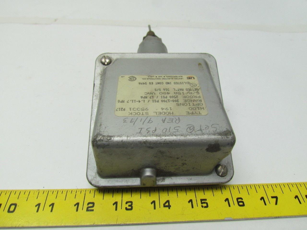 United Electric H100-194 Pneumatic pressure switch 200-1700psi range
