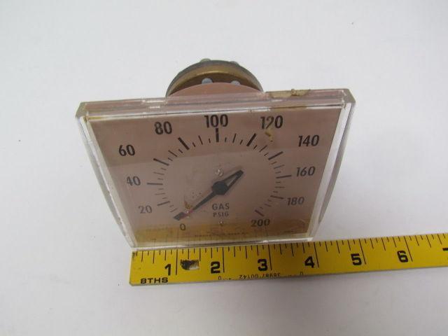 Fischer & Porter 335c079 25110 200 PSIG gas gauge 4"x3-5/8" panel mount