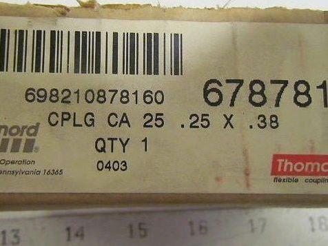Rexnord Thomas CA 25 Flexible Shaft Encoder Coupling 1/4" -3/8" Bore 1-7/16" OAL