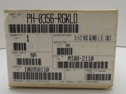 Zatkoff Seals & Packing PH-0356-RGKLD 3 1/2 Light Duty Rod Gland Kit NIB