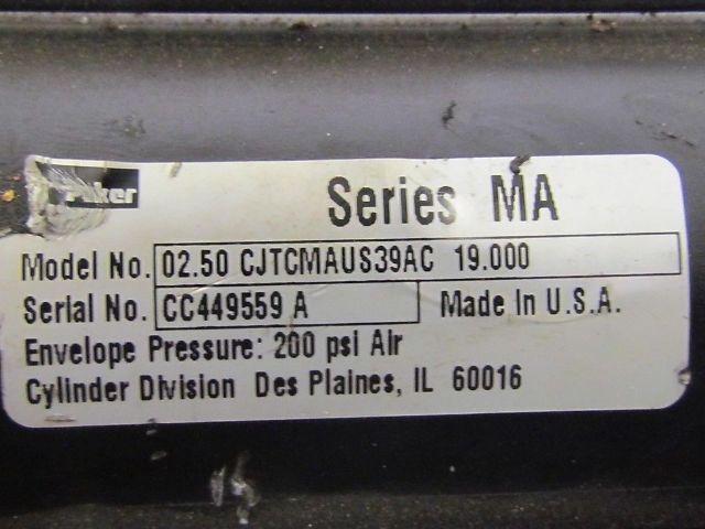 Parker 02.50 CJTCMAUS39AC 19.000 Pneumatic Air Cylinder 2 1/2"Bore 19"Stroke MA