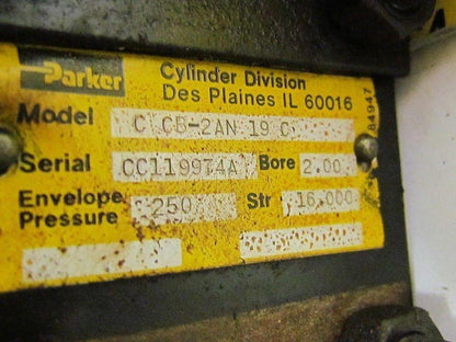Parker 02.00 CCB2AN19C 16.000 Pneumatic Air Cylinder 2"Bore 16"Stroke 2AN Series