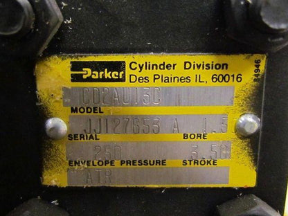 Parker 01.50 CD2AU13C 3.500 Pneumatic Air Cylinder 1 1/2"Bore 3 1/2"Stroke MA