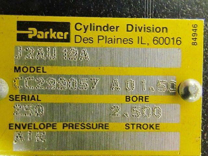 Parker Pneumatic Air Cylinder 1 1/2"Bore 2 1/2"Stroke 2A Ser 2.500 CC299057A