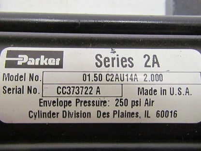 Parker 01.50 C2AU14A 2.000 Pneumatic Air Cylinder 1 1/2"Bore 2"Stroke 2A Series