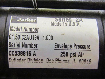 Parker 01.50 C2AU19A 1.000 Pneumatic Air Cylinder 1 1/2"Bore 1"Stroke 2A Series