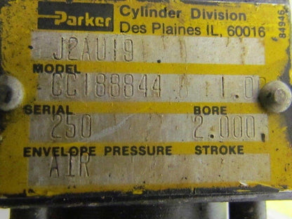 Parker 01.00 J2AU19 2.000 Pneumatic Air Cylinder 1" Bore 2" Stroke 2A Series