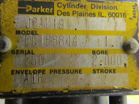 Parker 01.00 J2AU19 2.000 Pneumatic Air Cylinder 1" Bore 2" Stroke 2A Series