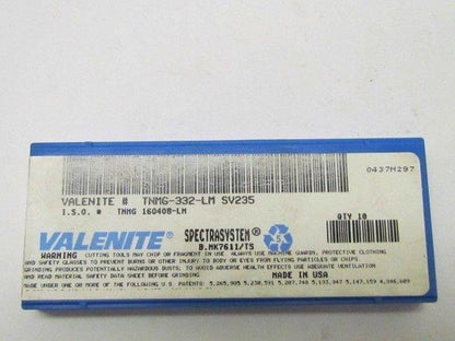 Valenite Spectrosystem TNMG-332-LM SV235 I.S.O.# TNMG 160408 Carbide Insert 10pc