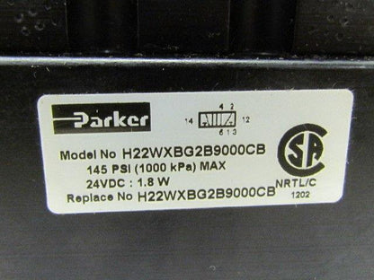 Parker H22WXBG2B9000CB 24vdc Pneumatic Solenoid Valve