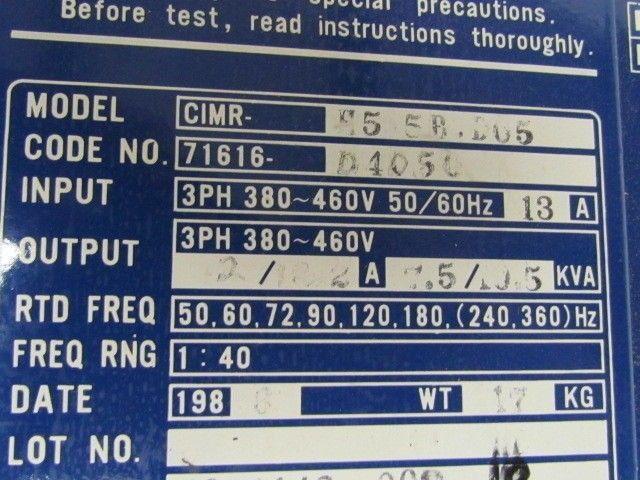 Yaskawa Saftronics CIMR-H5.5B.D05 7.5HP HII 460V Series Drive