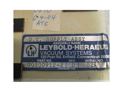 Leybold-Heraeus G0800912-2 Rev D D.C. Power Supply