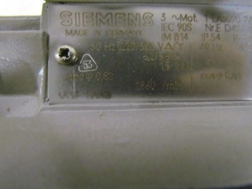 Siemens 1 LA5090-2AA23 440/60 .75 KW 3460 rpm NEW