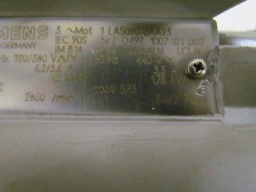 Siemens 1 LA5090-2AA23 440/60 .75 KW 3460 rpm NEW