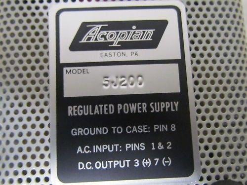 Acopian 5J200 Regulated Power Supply NIB