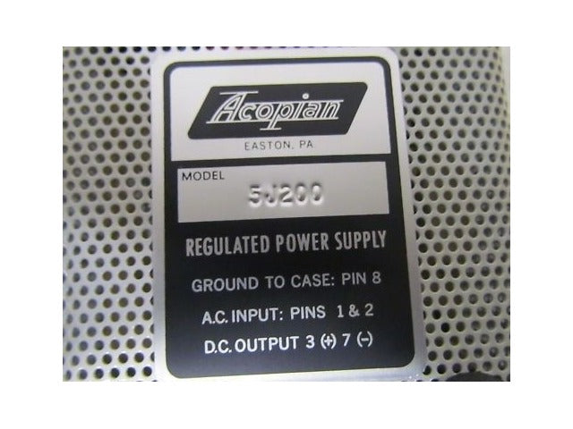 Acopian 5J200 Regulated Power Supply NIB