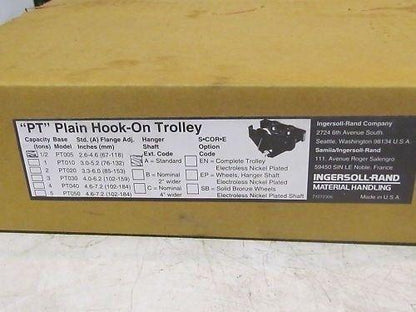 Ingersoll Rand PT005 1/2 ton Beam Trolley 2.6-4.6" Flange