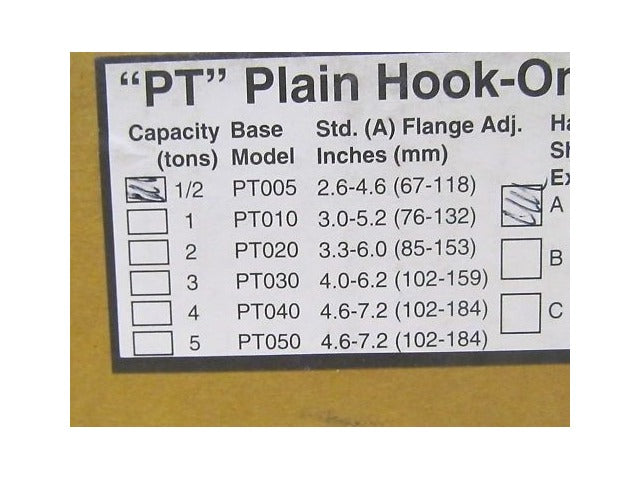 Ingersoll Rand PT005 1/2 ton Beam Trolley 2.6-4.6" Flange
