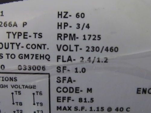 Lincoln Motor 3/4HP 230/460V 3PH Frame: 56-70 Totally Enclosed Auto Duty