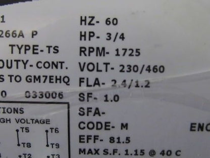 Lincoln Motor 3/4HP 230/460V 3PH Frame: 56-70 Totally Enclosed Auto Duty