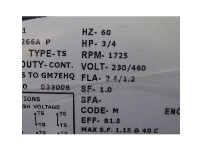 Lincoln Motor 3/4HP 230/460V 3PH Frame: 56-70 Totally Enclosed Auto Duty