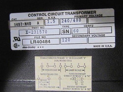 A-B Allen Bradley 1497-N40 Control Circuit Transformer