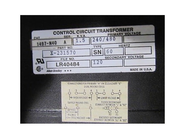 A-B Allen Bradley 1497-N40 Control Circuit Transformer